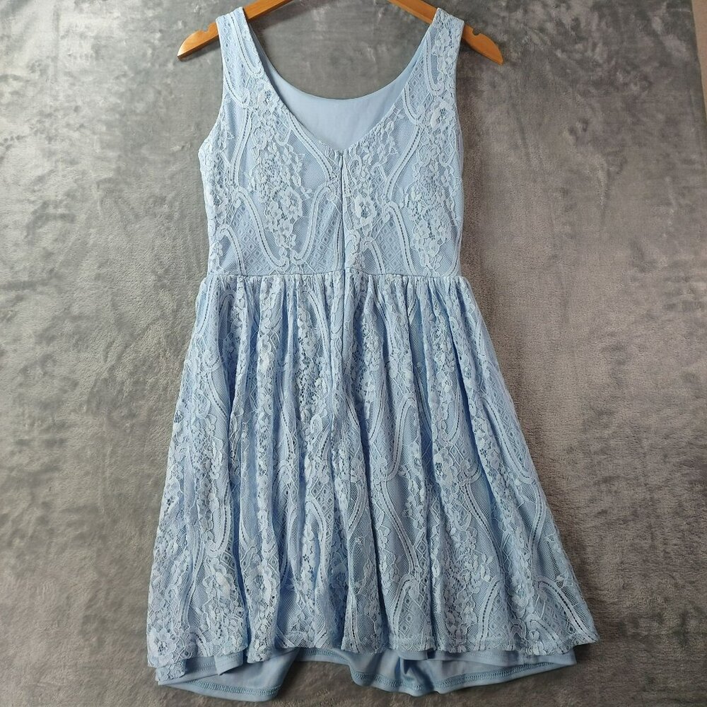 Mystic Womens Blue Lace Fit and Flare Dress Sleeveless Party Elegant soft girl‎ - Picture 7 of 10